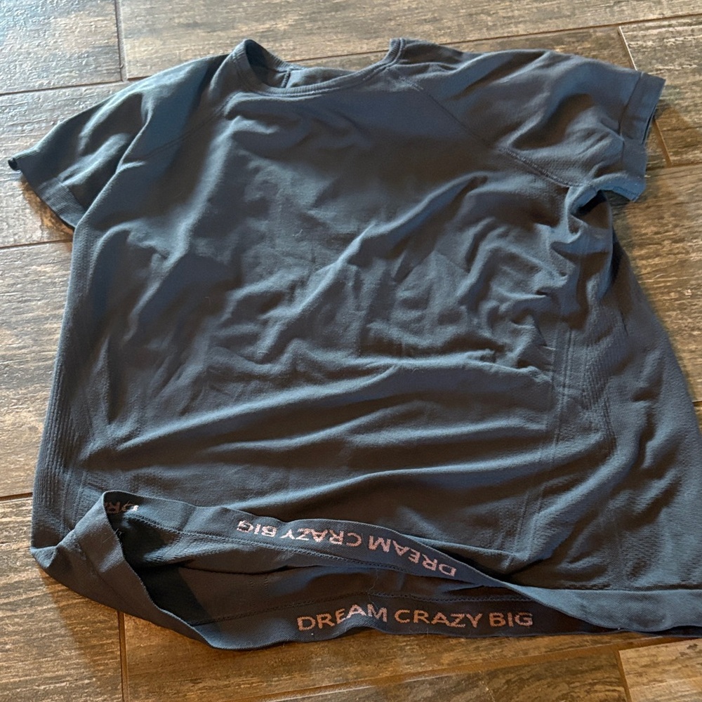 Athleta Kids Blue Shirt with Motivational Hem